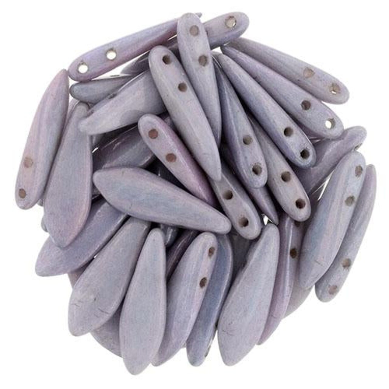 Czechmate 16mm X 5mm X 3mm Dagger Glass Czech Two Hole Bead, Luster - Op Amethyst